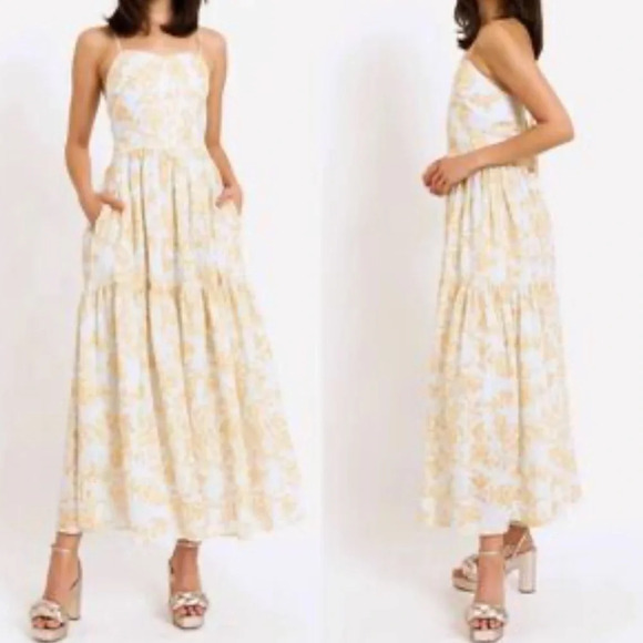 Christian Lacroix Linen Blend Floral Print Midi Length Dress. Size Large. - Picture 1 of 13